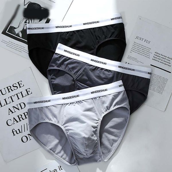

mens cotton solid underwear fashion youth man simple style breifs breathable u pouch male underpants calzoncillos, Black;white