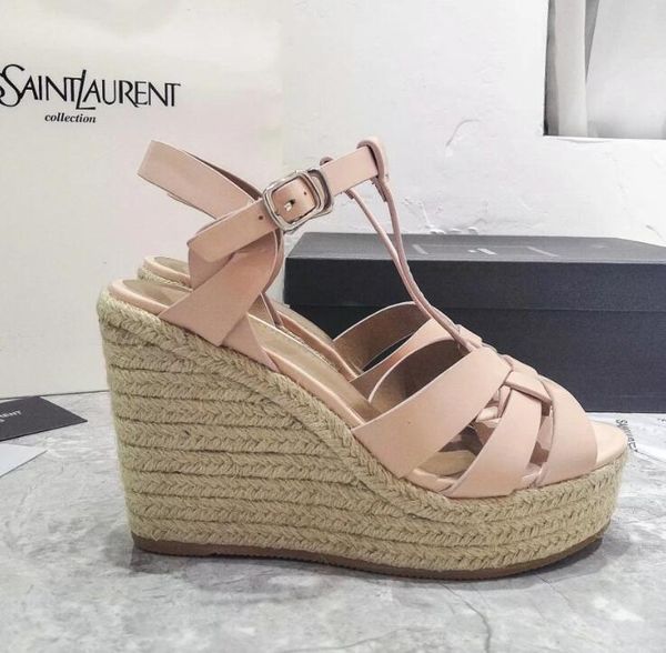 

New Women's Wedge heels sandals fashion summer beach shoes female Real Leather Platform shoes woman peep toe sandals #L4072