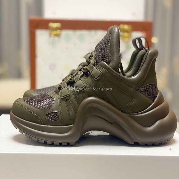 

classic designer shoe men women casual shoe archlight sneakers low shoes mesh leather green sneaker lace-up trainer shoes, Black