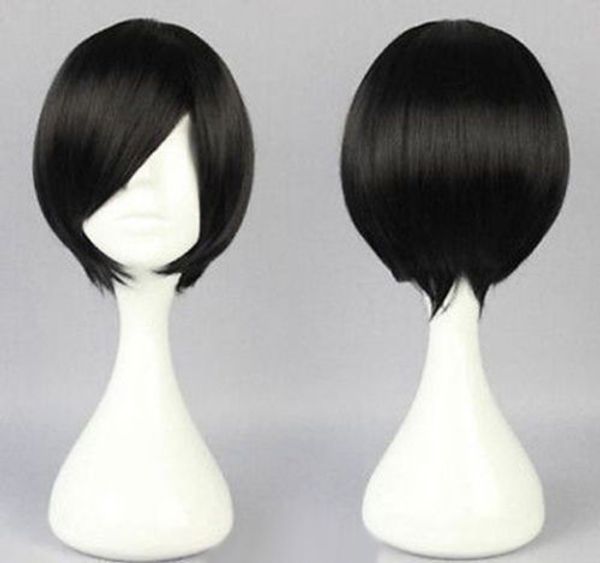 

black short straight anime cosplay women's lady's party hair wig wigs + wig cap