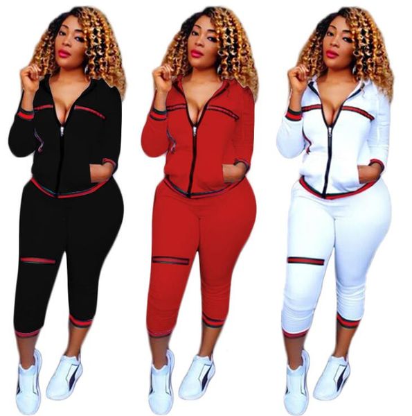 

womens jogging suits workout clothes for women 2 piece fitness set women sports wear hoodie tracksuit daily outdoor clothes, White;red