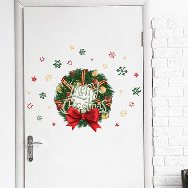 

christmas wreath pattern wall stickers pvc decorations decals removable wall stickers living room bedroom window decals
