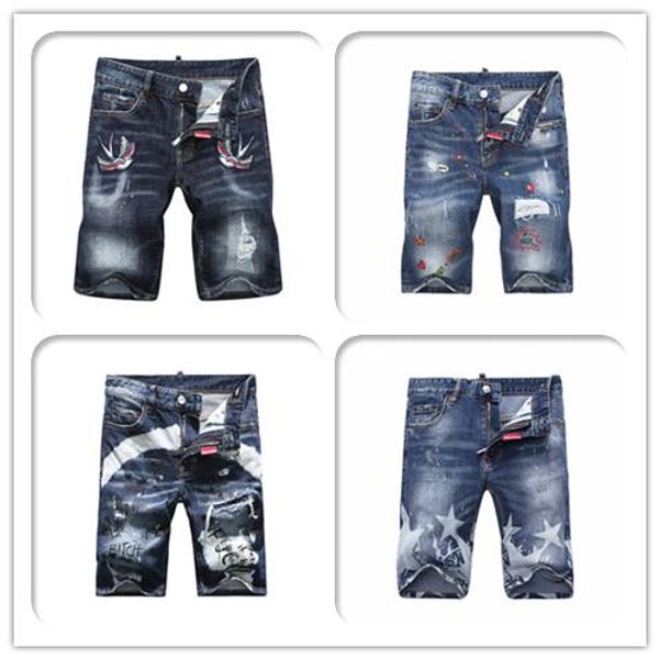 

new 2020 mens jeans shorts mens vintage embroidery short jeans fashion distrressed dark blue shorts luxury fashion hip hop denim shorts