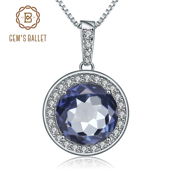 

балет драгоценного камня 4.78 ct натуральный иолит синий мистический кварц драгоценный камень кулон ожерелье стерлингового серебра 925 пробы, Silver