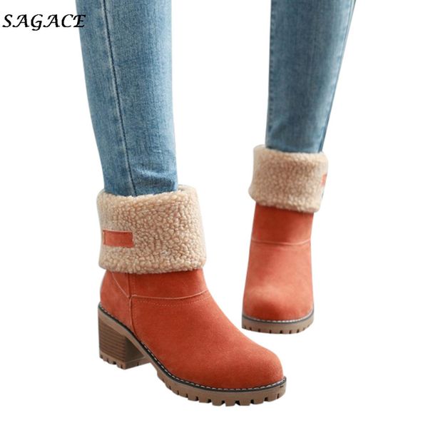

sagace women flock ankle warm autumn winter shoes solid romon middle 3cm heel high martin casual hairy side boots mx200324, Black