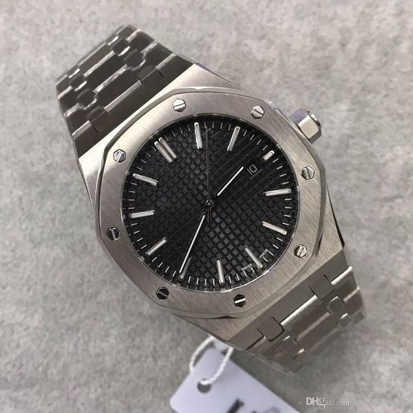 

2019 u1 factory automatic movement 42mm sapphire black date royal oak men back cover transparent glass wristwatch ing, Slivery;brown