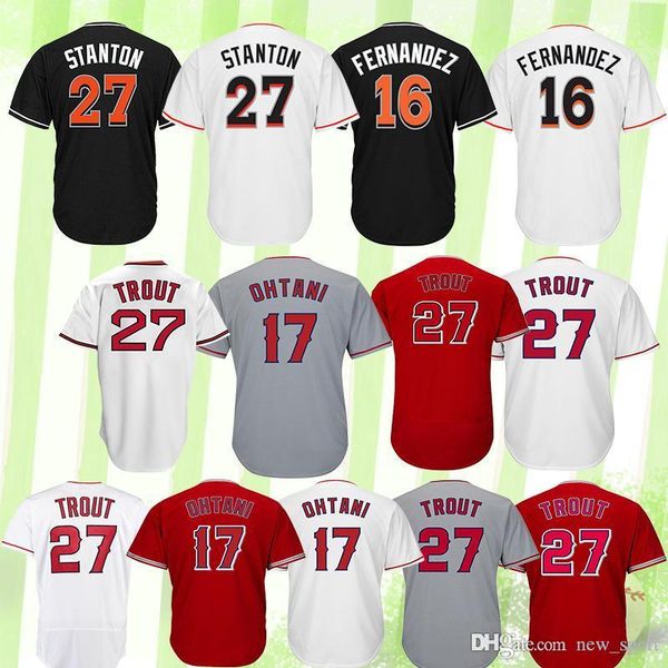 

miami jersey marlins 16 jose fernandez los angeles jersey ange 27 mike trout 17 shohei ohtani 100% stitched high-quality quality, Blue;black