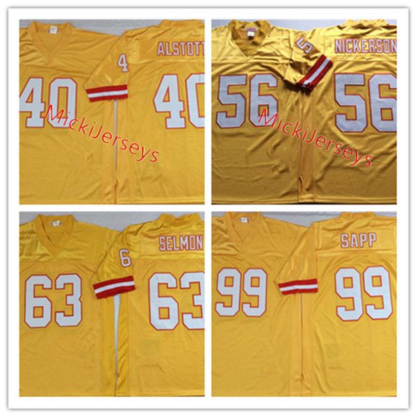 

Mens NCAA 99 Warren Sapp Vintage Jersey Stitched Yellow #40 Mike Alstott #56 Hardy Nickerson #63 Lee Roy Selmon Football Jersey M-3XL