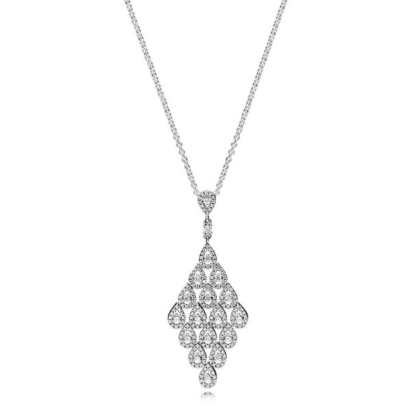 

new 2018 new 100% 925 стерлингового серебра ожерелье шарма элегантный темперамент fit diy бисера цепи подходят ювелирные изделия 396262cz де, Silver