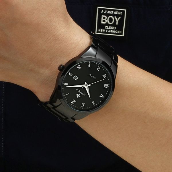 

full black wrist watches men 2019 business style male wristwatches quartz stainless steel watch for men clock calendar 2019, Slivery;brown