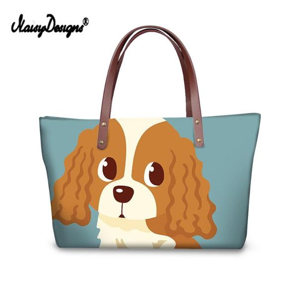 

женщины пляж сумки 3d кинг чарльз спаниель printed большой емкости сумки плеча посланника верхняя ручка сумка для девочки