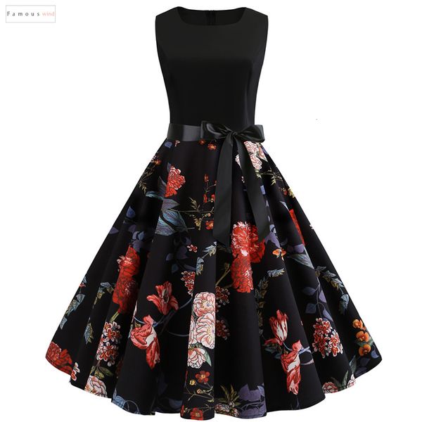 

dress 2019 women party ball robe femme sleeveless waist belt vintage ladies dress summer new hepburn dress designer clothes, Black;gray