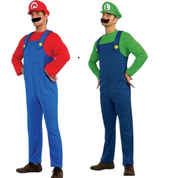

new arrivel fancy cosplay costumes for mens halloween costume designer halloween cute mario carnival party decoration 2 styles size m-xl, Black;red