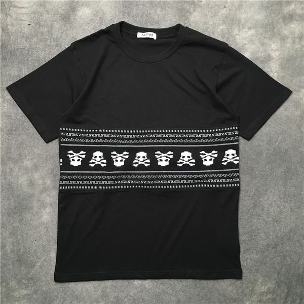 

2019 new summer men's t shirt short sleeve skull printed round collar t-shirt & tees male tshirts men clothing, White;black