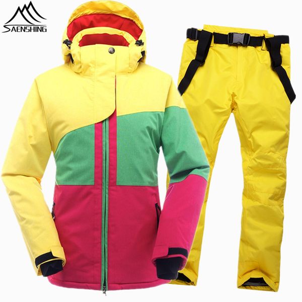 

saenshing winter ski suit female women waterproof ski jacket snowboard pant thermal breathable outdoor mountain skiing set
