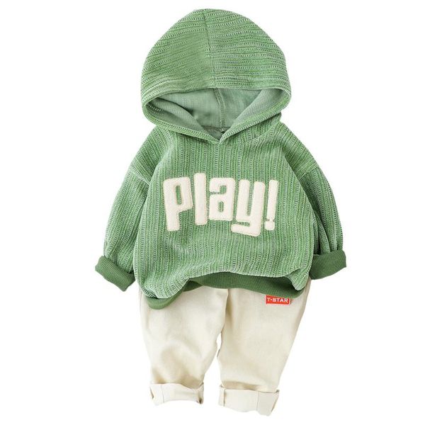 

spring 2020 new style middle and small children boys and girls baby casual fashion letter hooded sweater suit tide baby clothing, White