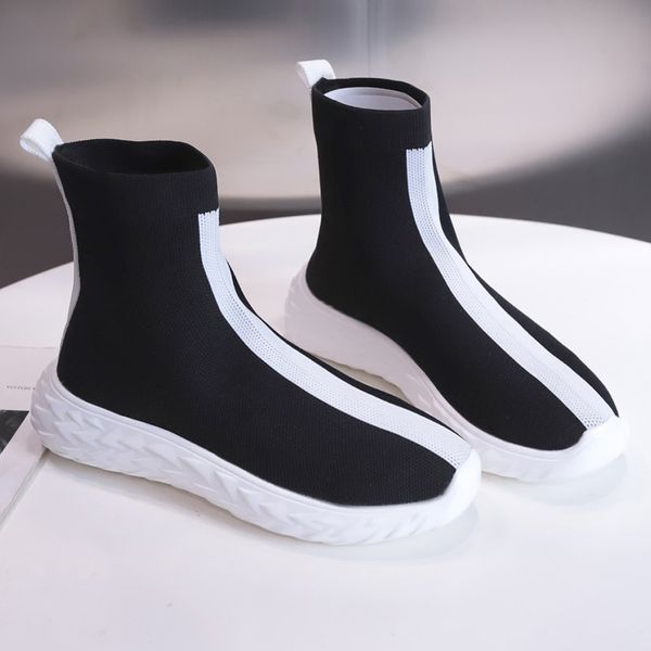 

spring and autumn stretch socks shoes women's shoes, 2019 new wild women's socks, comfortable trend ladies casual shoes, Black