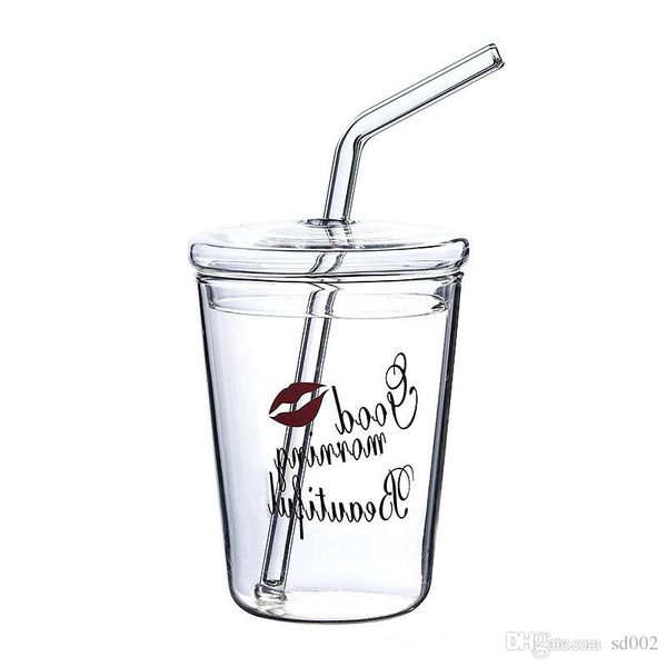 

with cover straw water cup cold drink lovers mug juice tumbler office household valentine's day transparent 12yqb1