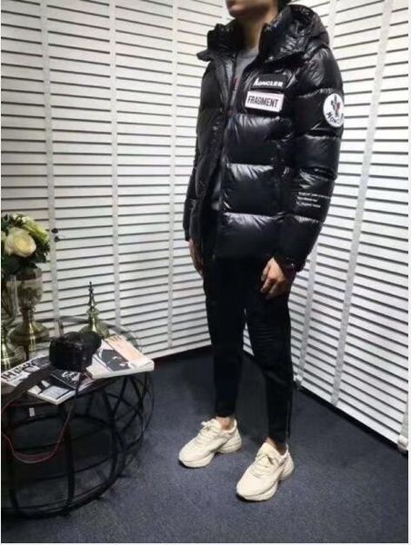 

a13 fashion winter down parka jackets men bomber collar with zippers goose jacket chilliwackbomber warm coat outdoor coats high quality, Black