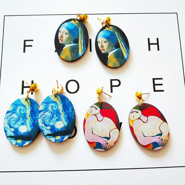 

европа и америка африка преувеличение head pattern геометрия круг вуд серьги мода вуд уха стад серьги серьги, Silver