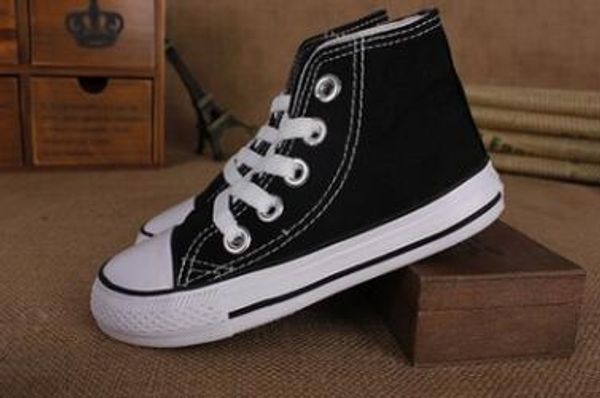 

new brand kids canvas shoes fashion high - low shoes boys and girls sports canvas children shoes sizes 24-34, Black