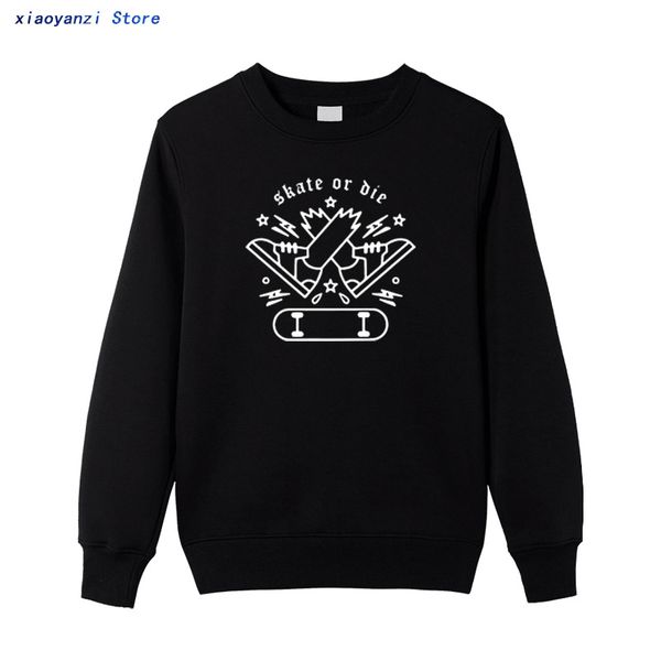 

зима осень коньки печати мужчины женщины кофты повседневная с длинным рукавом мужчины толстовки o-образным вырезом спорт мужские пуловеры па, Black