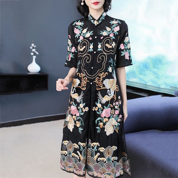 

shenzhen high end national style women's summer new 2020 embroidery belt two piece dress large cardigan skirt children, White