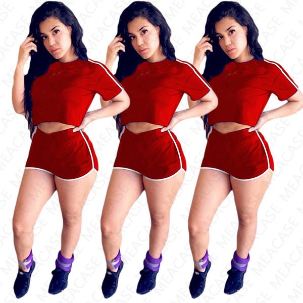 

2020 женщины tracksuit solid color бренда letter печататься two piece set эпикировка short top футболка шорты summer casual спортивный костю, Gray