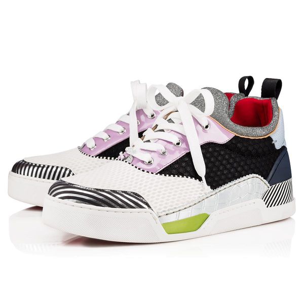 

2019 women casual shoes sneakers red bottom aurelien retro men women mid cut runner flat shoes, mesh leather with sports lace trainers, Black