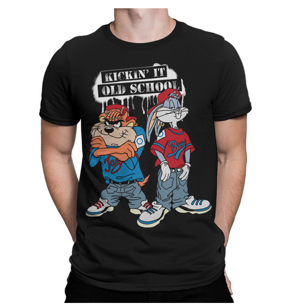 

2019 новая мода мультфильм bugs bunny old school art футболка, футболка looney tunes, все размеры мультфильм футболка мужчины унисекс с коро, White;black