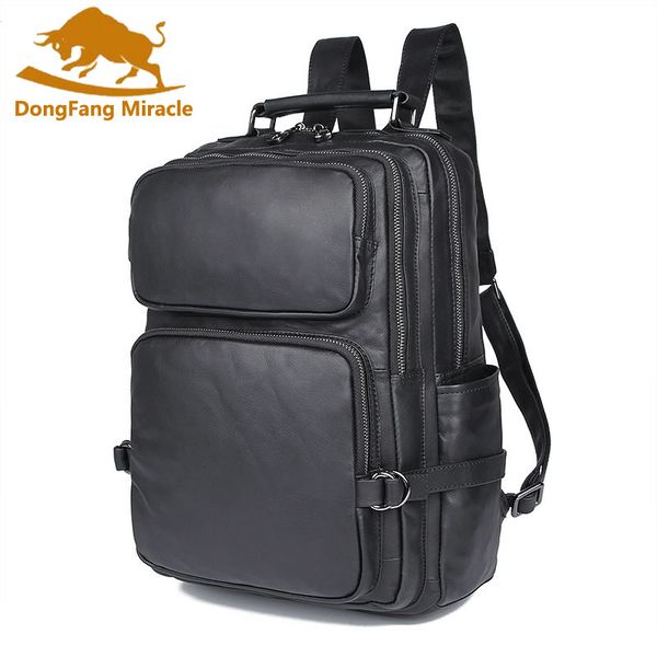 

brand causal men backpack genuine leather travel bag man large capacity teenager male mochila lapbackpacks