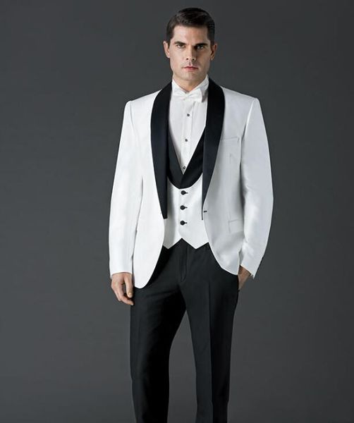 

classic shawl lapel wedding tuxedos slim fit suits for men groomsmen suit three pieces prom formal suits (jacket+pants+vest+tie) 552, Black;gray