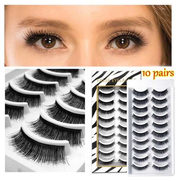 

10 pairs 3d mink natural false eyelashes soft long lashes ultra-wispies handmade criss-cross eyelash extension makeup tools