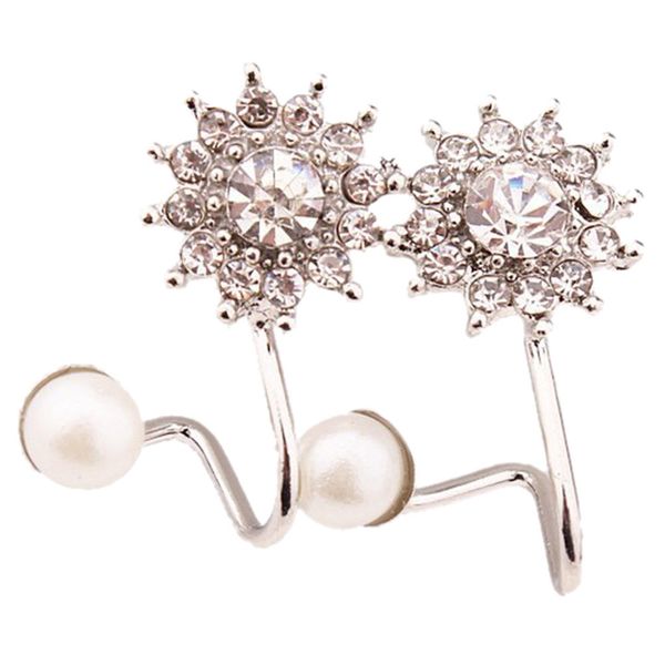 

european and american fashion sun flower imitation pearl ear clip female is suitable as a gift to send girls, Silver