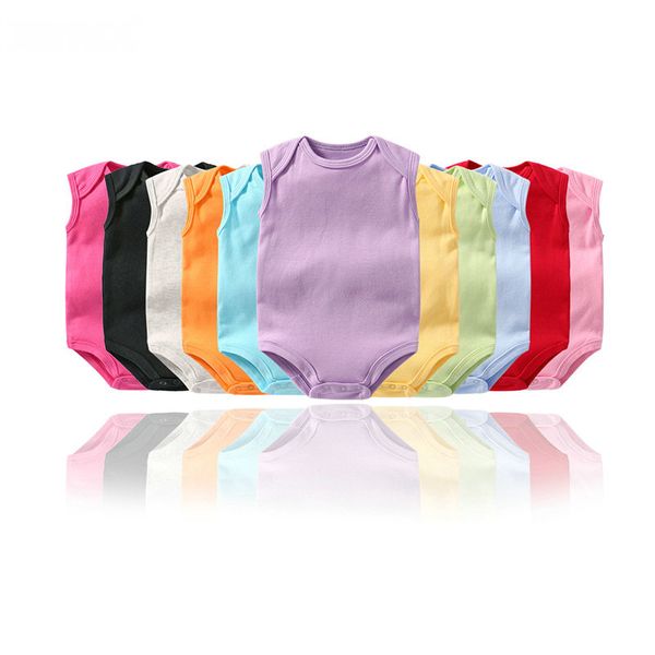 

12 colors baby romper newborn summer candy colors cotton triangle climbing clothes girls sleeveless jumpsuits rompers onesies toddler bodys, Blue