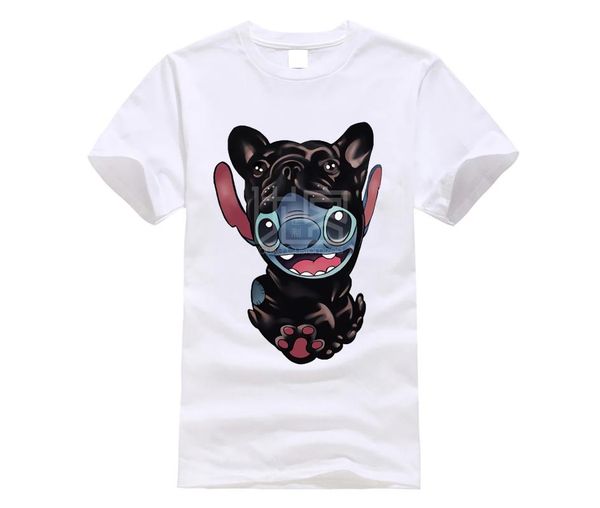 

бренд мужчина рубашка frenchie и стич смешной черная рубашка, White;black