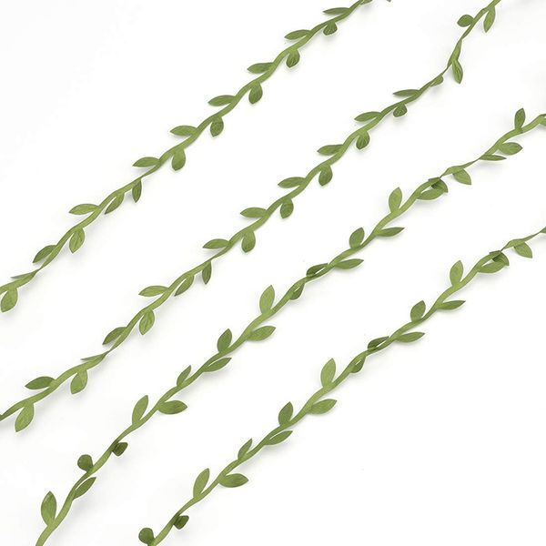 

4 roll total 87.5 yard olive green leaves leaf trim ribbon artificial vines leaf garland - great for diy craft gift wrapping par