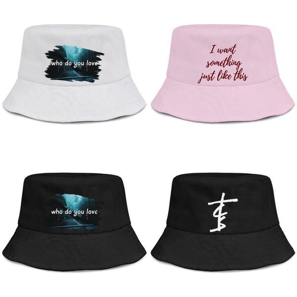

the chainsmokers something just like this mens and womens buckethat cool plain bucket baseballcap logo new who do you love logo logos, Blue;gray