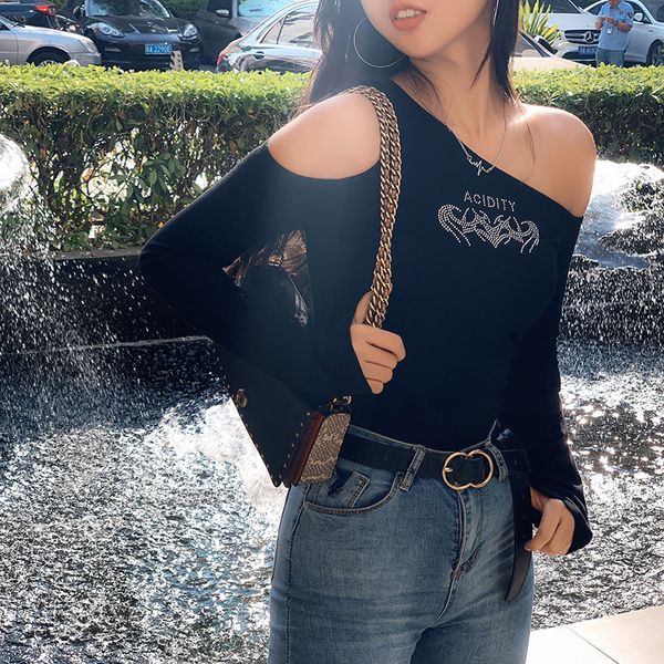 

luxury crew neck short tees for women work casual vintage fashion slim knits black party elegant long sleeve a25, White