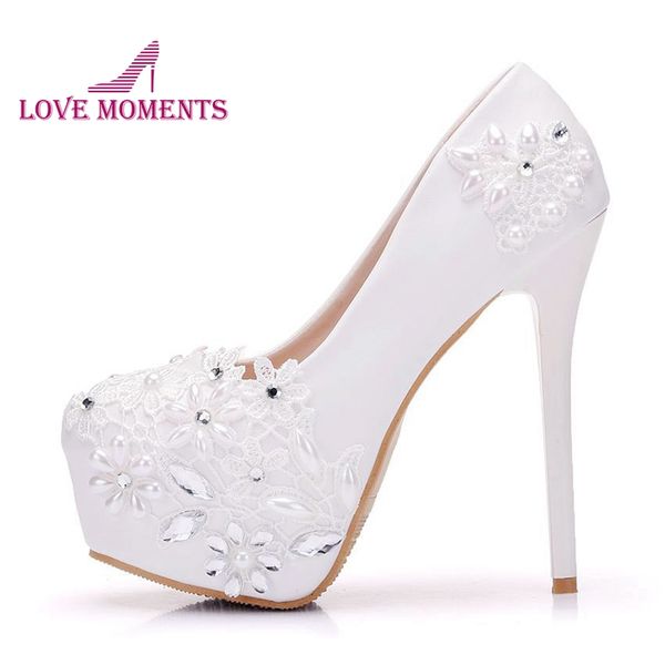 

white lace high heels wedding shoes rhinestone stiletto heel platform bridesmaid shoes women party high heels platform pump, Black