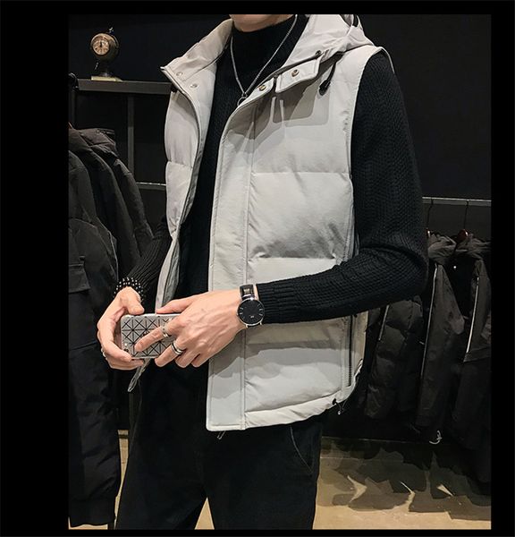 

designer mens solid vests fashipn zipper stand collar thick winter vests luxury teenager mens casual clothing, Black;white