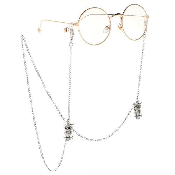 

simple owl girl sun chain rope simple owl girl sun glasses chain silver silver glasses rope, Blue
