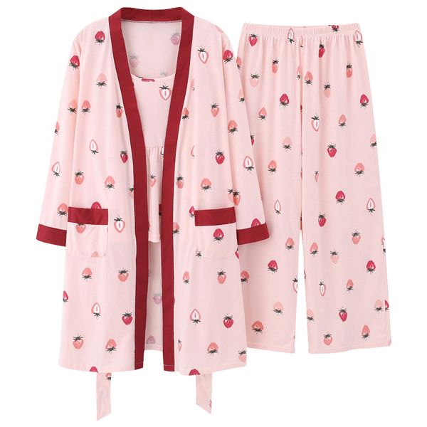 

pajama sets for women cotton japanese style home suit pyjamas women plus size pajamas 3pieces printing home loungewear sleepwear, Black;red