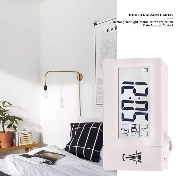

rectangular electronic clock luminous electronic snooze projection date sound control alarm clock