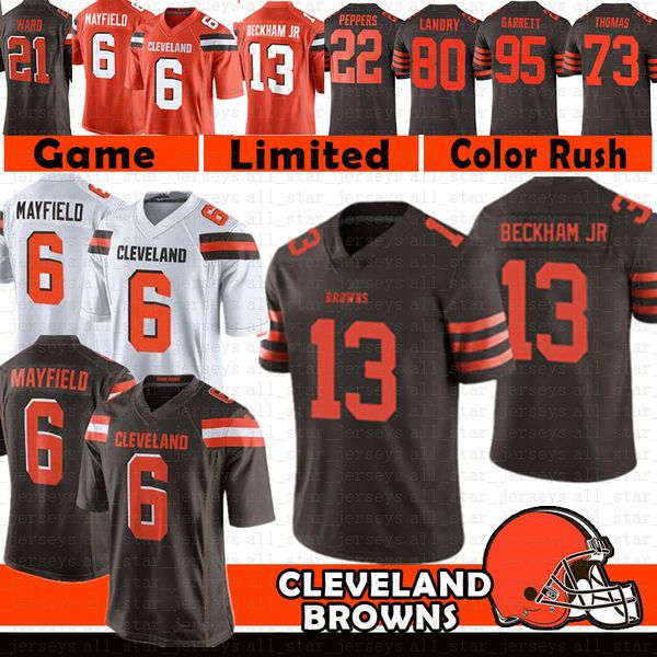 

13 odell beckham jr 6 baker mayfield cleveland jer ey brown myle garrett jarvi landry nick chubb denzel ward joe thoma pepper youth men