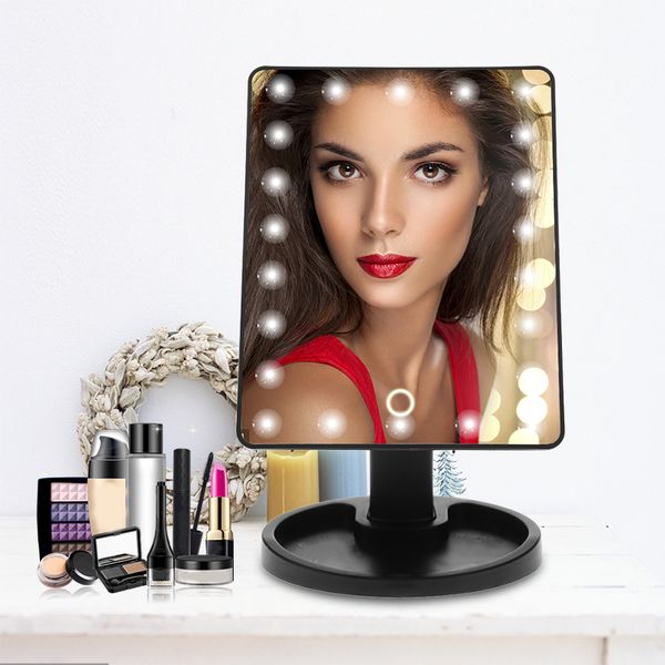 

pro 16/22 lamps makeup mirror led touch screen makeup mirror usb charging 180 degree rotatable square vanity tools