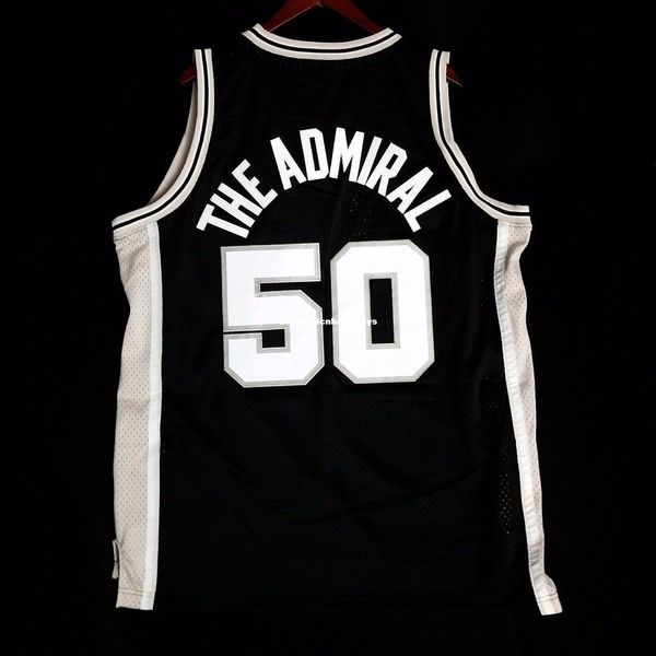

100% сшитые david the admiral robinson # 50 soul жилет сшитый трикотаж черный мужской жилет размер xs-6xl сшитые баскетбольные майки ncaa, Black;blue