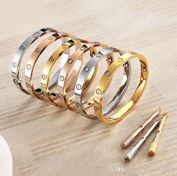 

fashion new rose gold 316l stainless steel screw bangle bracelet with screwdriver and original box screws never lose(16-20cm, Black