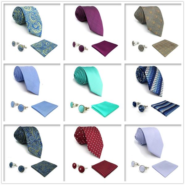 

fashion mens ties necktie set with pocket square cufflinks, Blue;purple