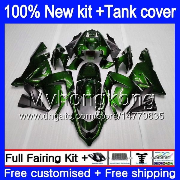 Corpo + Tanque Para KAWASAKI ZX1000 CC ZX 10 R ZX10R 2004 2005 Boa verde escuro 214MY.68 ZX10R 04 05 ZX1000C 1000cc ZX 10R 04 05 ABS carenagens